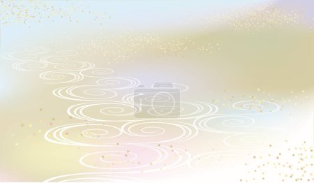 Hintergrund im japanischen Stil. Illustration mit blassem Hintergrund, fließendem Wassermuster und Goldpuder-Stil