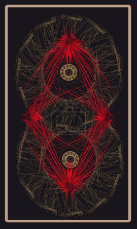 Illustration for Tarot card back design, Gates of hell. Reverse side. Tarot background - Royalty Free Image