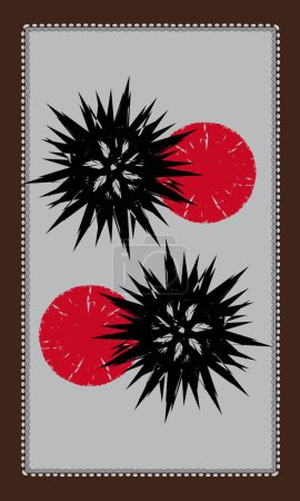 Ilustración de Diseño posterior de la tarjeta del tarot, estrella negra y sol - Imagen libre de derechos