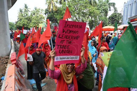 Photo for Bangladeshi garment workers and other labor organization activists take part in a rally to mark May Day or International Workers' Day in Dhaka, Bangladesh, on May 01, 2023 - Royalty Free Image