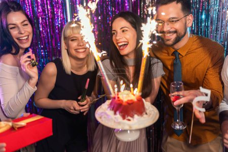 Photo for Friends birthday party in night club. - Royalty Free Image