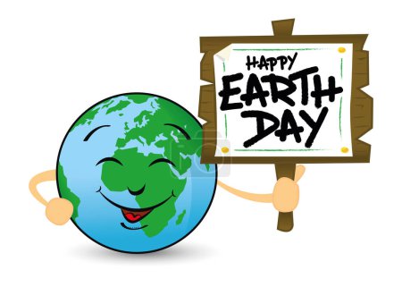 Ilustración de Ilustración de la tierra con un cartel donde se escribe el mensaje Happy Earth da - Imagen libre de derechos