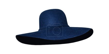 Photo for Isolated blue broad brim hat against white background - Royalty Free Image
