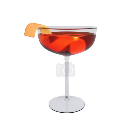 Téléchargez les photos : Cocktail Martinez au gin vermouth et écorce d'orange. Rendu 3d - en image libre de droit