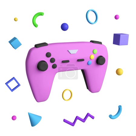 Photo for 3d pink gamepad, entertainment gaming symbol. 3d rendering - Royalty Free Image