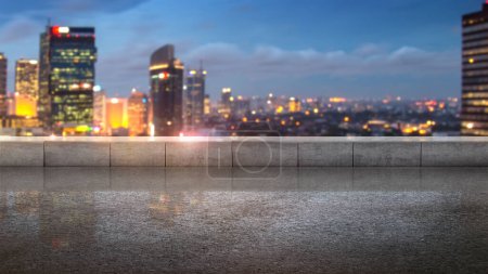 Foto de Rascacielos y edificios modernos con el fondo de la escena nocturna - Imagen libre de derechos