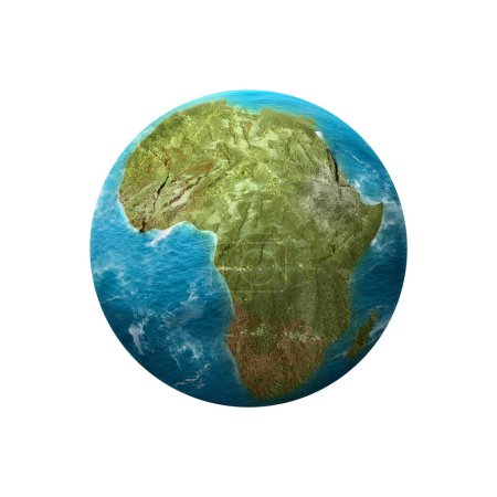 Foto de Mapa de Tierra con África sobre fondo blanco. África concepto de día - Imagen libre de derechos