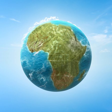 Foto de Tierra con África mapas con un fondo del cielo. África concepto de día - Imagen libre de derechos