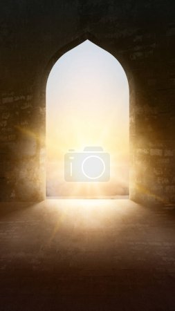 Mosque door with sunlight background