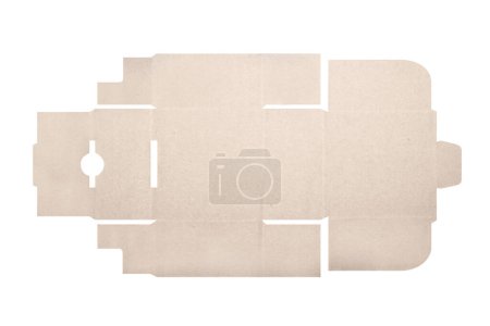 Photo for Template of cardboard box mockup with die-cut pattern isolated over white background. Length 10cm x Width 10cm x Height 5cm - Royalty Free Image