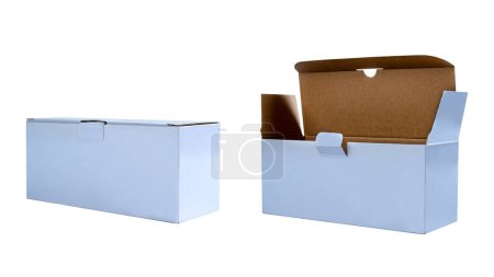 Foto de Conjunto de cajas de cartón aisladas sobre fondo blanco - Imagen libre de derechos