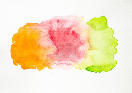 Téléchargez les photos : Peintures abstraites à l'aquarelle colorées sur toile blanche. Aquarelle fond - en image libre de droit