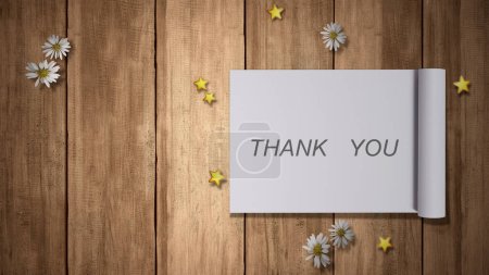 Photo for Thank You text on the paper on a wooden table. Thank you concept - Royalty Free Image
