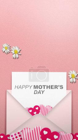 Foto de Carta con el texto del Día de la Madre sobre un fondo rosa. Concepto del día de las madres - Imagen libre de derechos