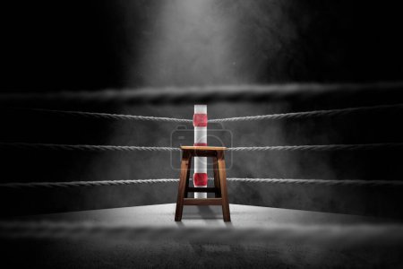 Photo for An empty seat in the corner of a boxing ring in the stadium arena - Royalty Free Image