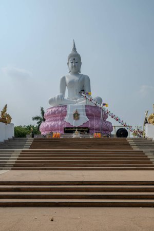 Saraburi, Thailand, April 14, 2024, Pasak Chonlasit Dam White Buddh