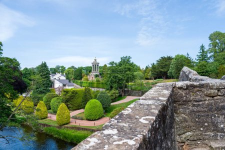 Burns Memorial and free gardens in Alloway near Ayr Scotland about to celebrate its 200th anniversary Image taken from the Auld Brig looking over to the gardens.