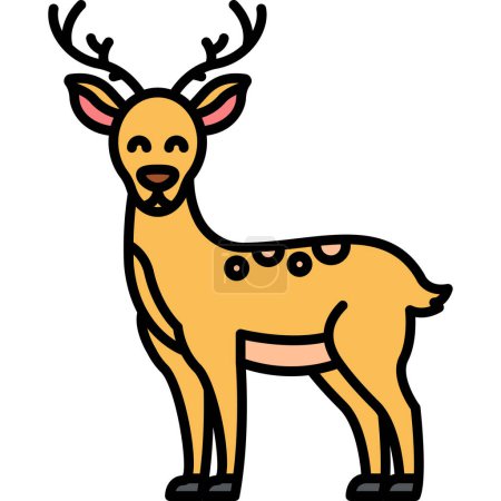 Téléchargez les illustrations : Illustration vectorielle d'un cerf de Noël dessin animé - en licence libre de droit
