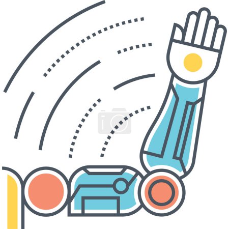 Téléchargez les illustrations : Icône de la main robot. illustration de contour - en licence libre de droit