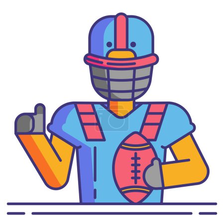 Illustration for American football player icon in filled - outline style - Royalty Free Image