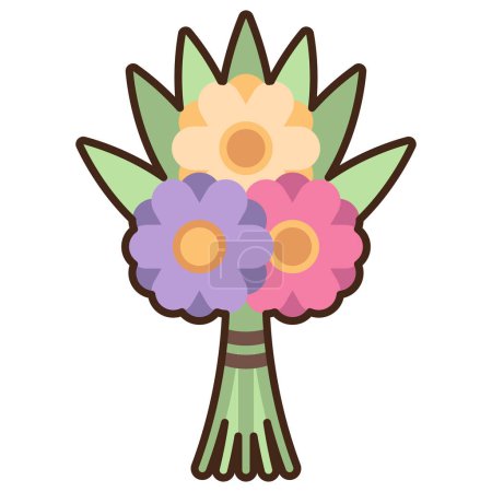 Illustration for Floral bouquet decoration icon - Royalty Free Image