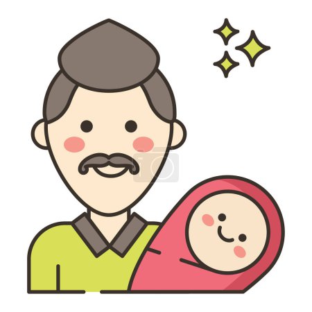 Téléchargez les illustrations : Père heureux avec icône bébé - en licence libre de droit
