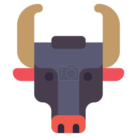 Téléchargez les illustrations : Tête de taureau icône vectorielle illustration - en licence libre de droit