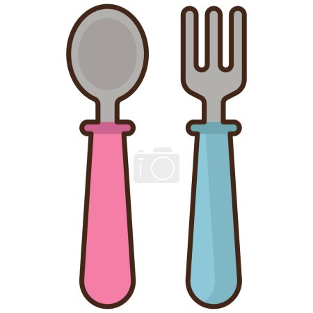Ilustración de Iconos de tenedor y cuchara - Imagen libre de derechos