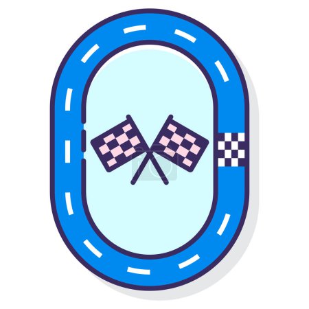 Téléchargez les illustrations : Drapeaux de course icône web illustration simple - en licence libre de droit