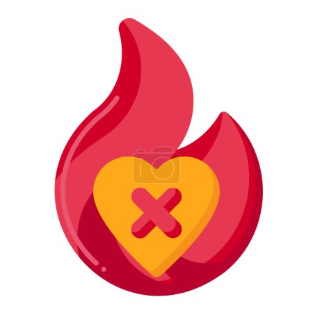 Illustration for Fire heart flat vector icon - Royalty Free Image