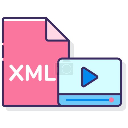 Illustration for Xml file icon in filled outline style - Royalty Free Image