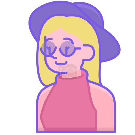 Illustration for Avatar woman with glasses and sweater, vector illustration - Royalty Free Image
