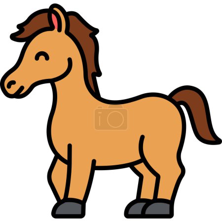 Téléchargez les illustrations : Illustration vectorielle de dessin animé cheval - en licence libre de droit