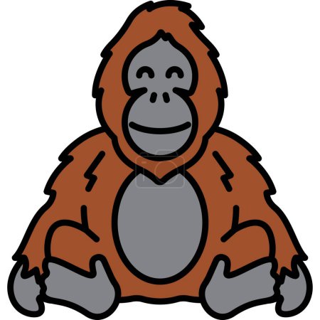 Ilustración de Vector de dibujos animados icono mono orangután - Imagen libre de derechos
