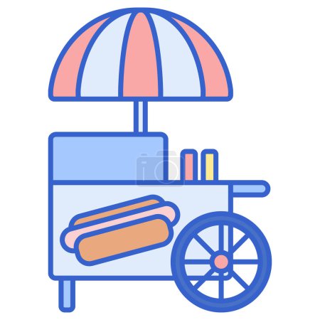 Téléchargez les illustrations : Hot Dog Stand. icône web illustration simple - en licence libre de droit