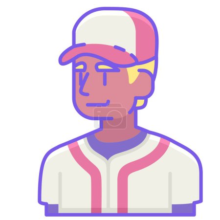 Ilustración de Icono de jugador de béisbol avatar en estilo de contorno lleno - Imagen libre de derechos