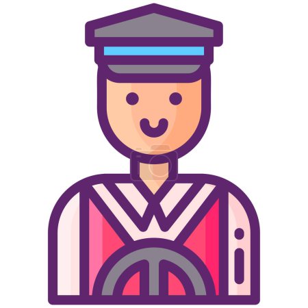 Téléchargez les illustrations : Icône de chauffeur remplie - style contour - en licence libre de droit