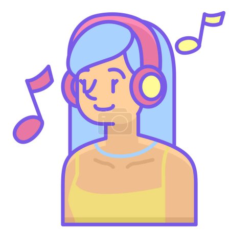 Illustration for Girl listening music modern vector icon illustration - Royalty Free Image