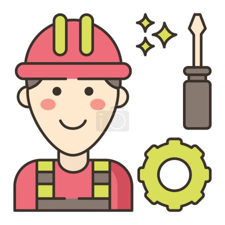 Illustration for Vector illustration of a worker with a hammer - Royalty Free Image