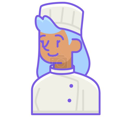 Illustration for Female chef man icon in filled outline style - Royalty Free Image