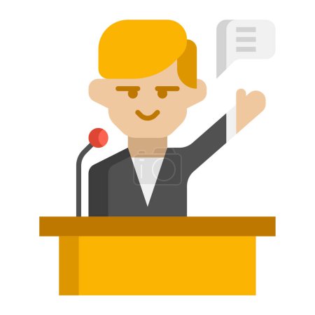 Illustration for Vector illustration of a businessman with a speech balloon - Royalty Free Image