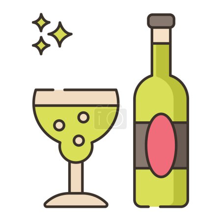 Téléchargez les illustrations : Du champagne. Illustration vectorielle d'icône Web - en licence libre de droit