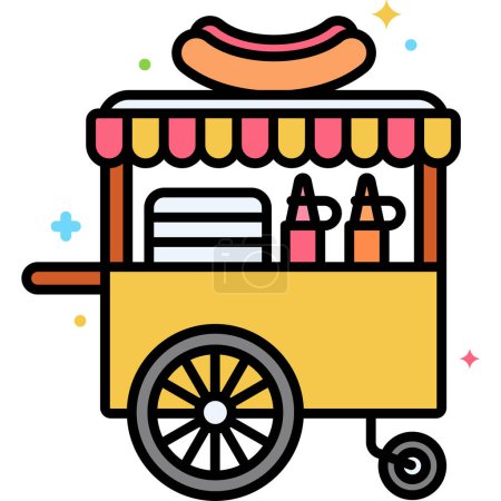 Téléchargez les illustrations : Illustration vectorielle de l'icône Hot Dog Stand - en licence libre de droit