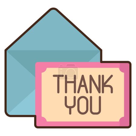 Illustration for Thank you message in a envelope icon - Royalty Free Image