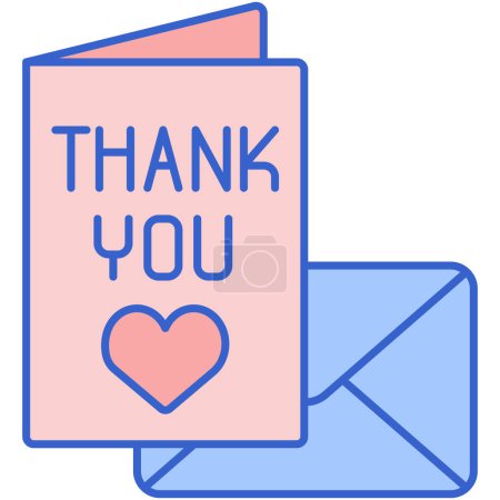 Illustration for Thank you message with heart and envelope vector design - Royalty Free Image