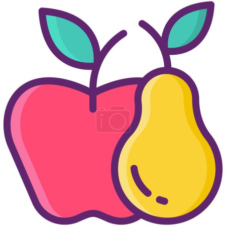 Téléchargez les illustrations : Pomme et poire fruits icône - en licence libre de droit