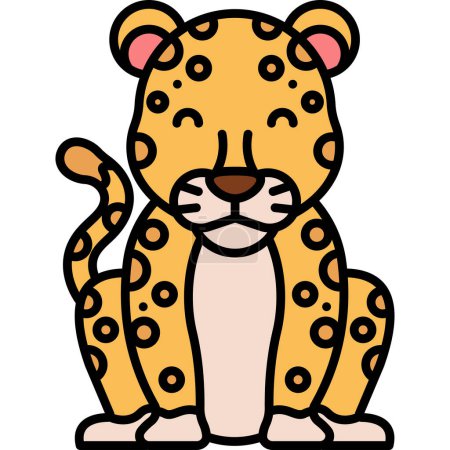 Ilustración de Dibujos animados lindo leopardo aislado sobre fondo blanco - Imagen libre de derechos