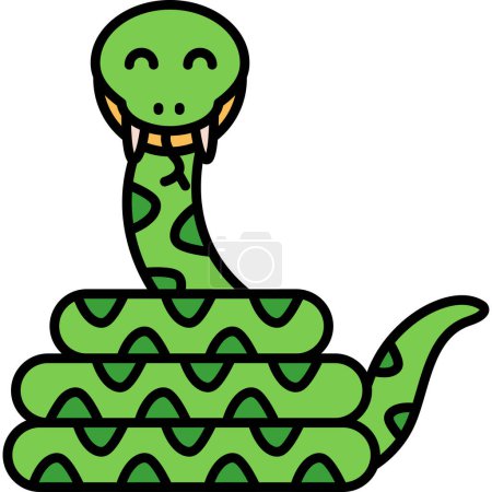 Téléchargez les illustrations : Icône de serpent dans la conception de dessin animé isolé sur fond blanc - en licence libre de droit