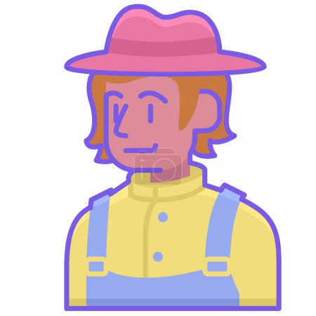 Téléchargez les illustrations : Agriculteur avatar mâle icône - en licence libre de droit