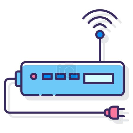 Illustration for Wireless wifi router icon in filled outline style - Royalty Free Image